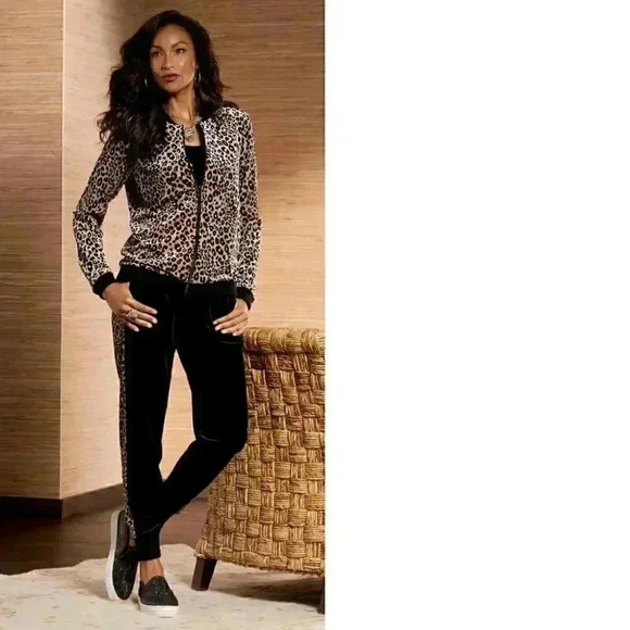 Midnight Velvet Animal Print Velour Set - Picture 1 of 3